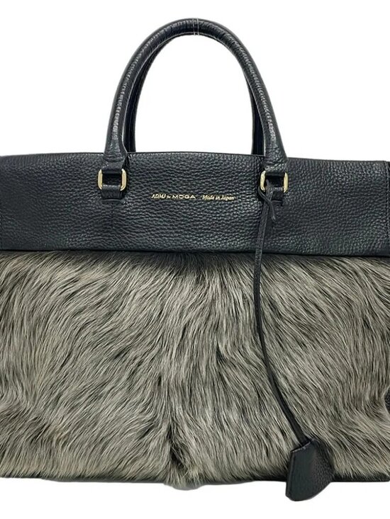 Accessoires De Mademoiselle (ADMJ) Handbags - Accessoires De Mademoiselle (ADMJ) Black Gray Beige Leather Fur Tote Bag